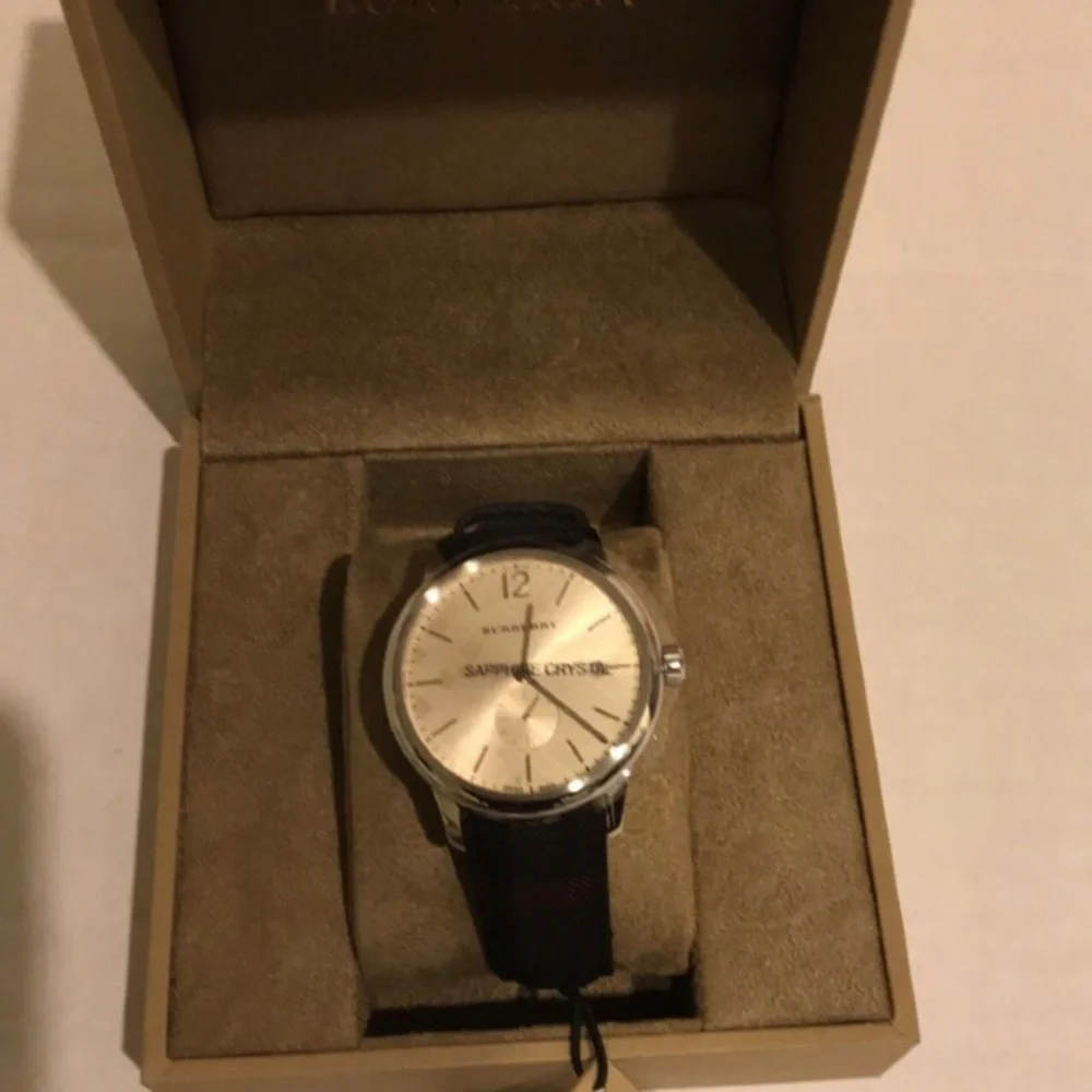 Men's BU10008 Check Stamped Round Dial Watch, 40mm